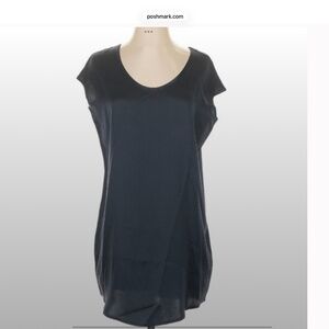 Joah Brown Silk Tunic/Minidress Small Blue Black